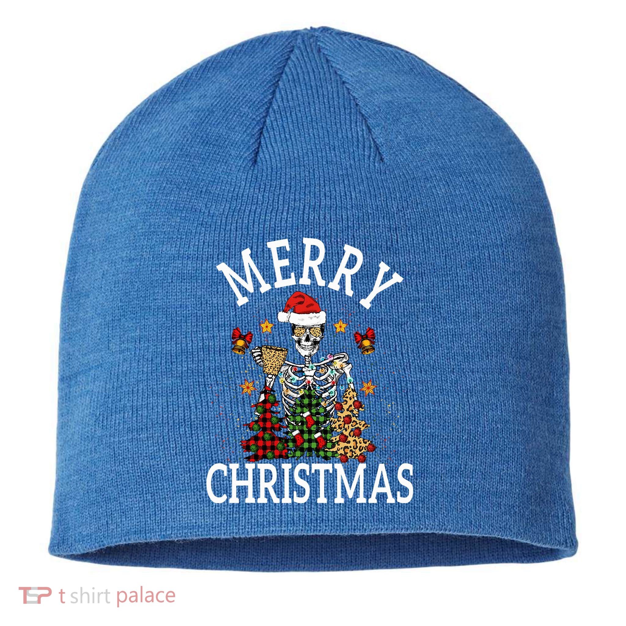 Merry Christmas Skull Skeleton  Sustainable Beanie