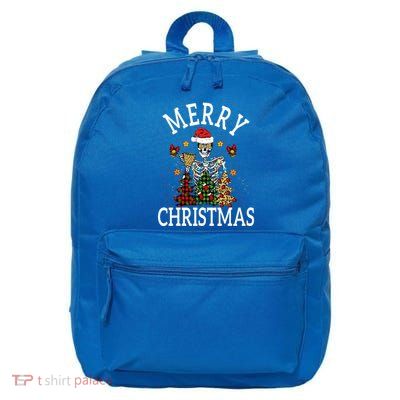 Merry Christmas Skull Skeleton  16 in Basic Backpack