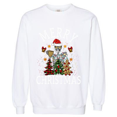 Merry Christmas Skull Skeleton  Garment-Dyed Sweatshirt