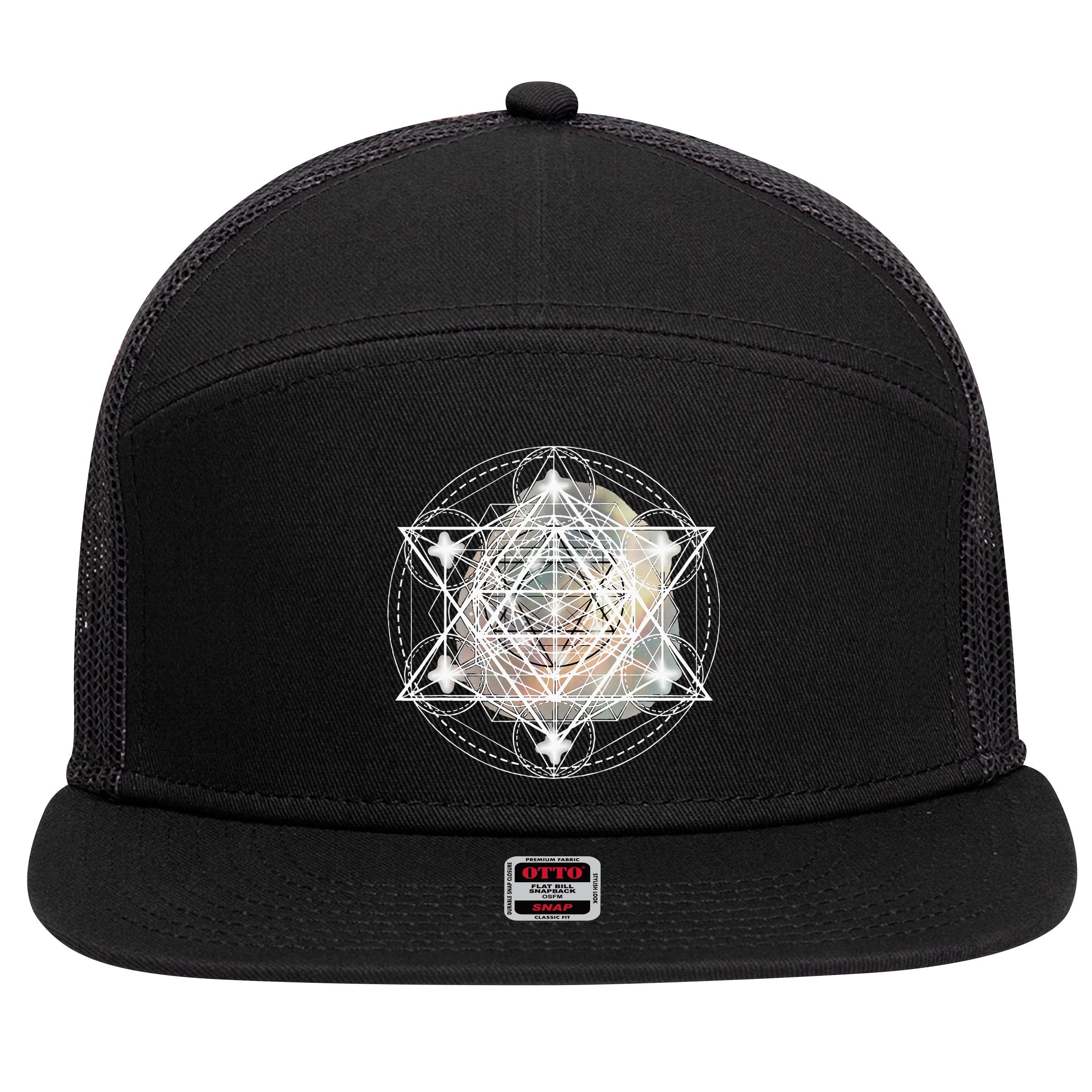 Metatron Cube Sacred Geometry Spiritual Yoga 7 Panel Mesh Trucker Snapback Hat