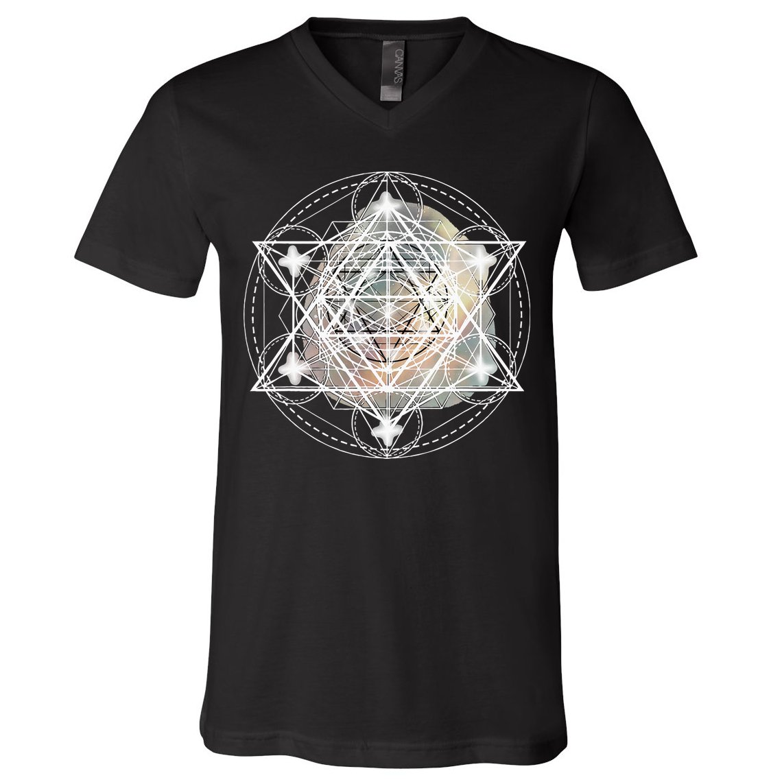 Metatron Cube Sacred Geometry Spiritual Yoga V-Neck T-Shirt