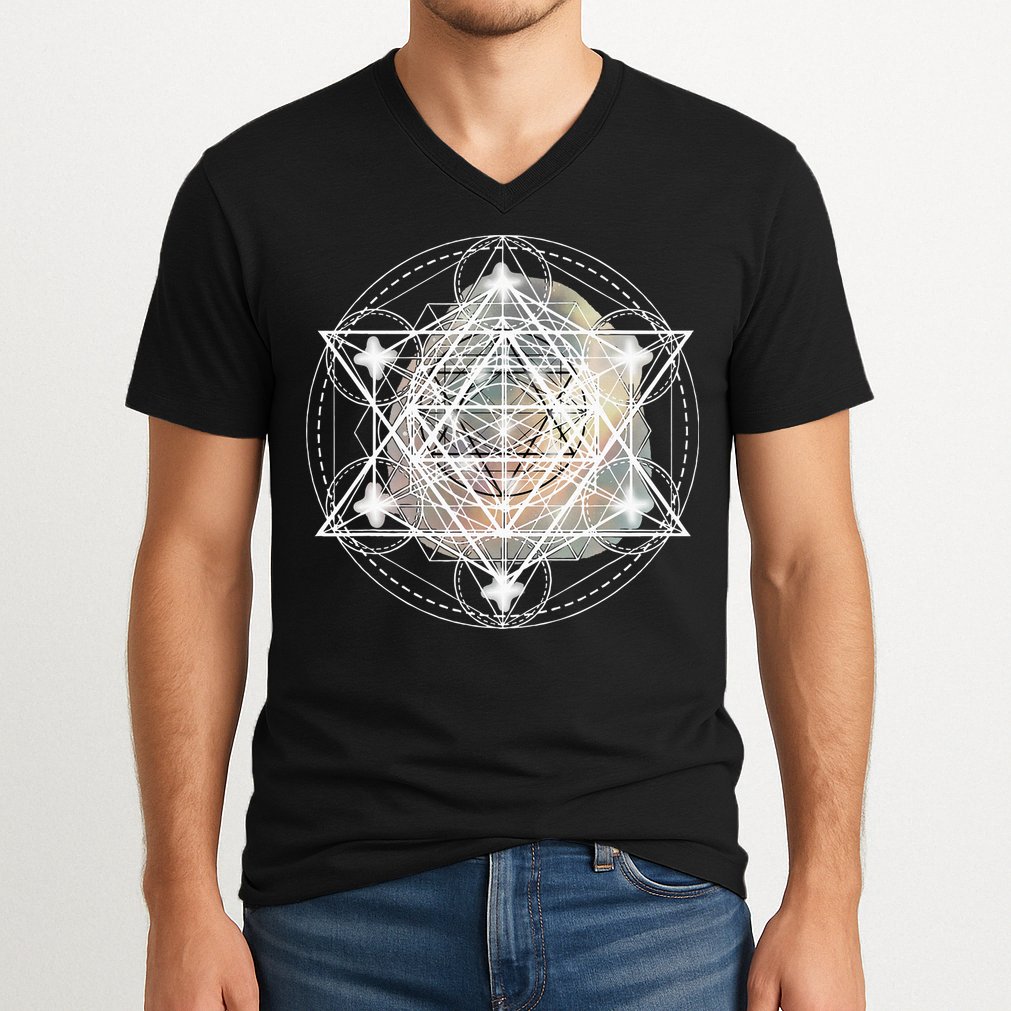Metatron Cube Sacred Geometry Spiritual Yoga V-Neck T-Shirt