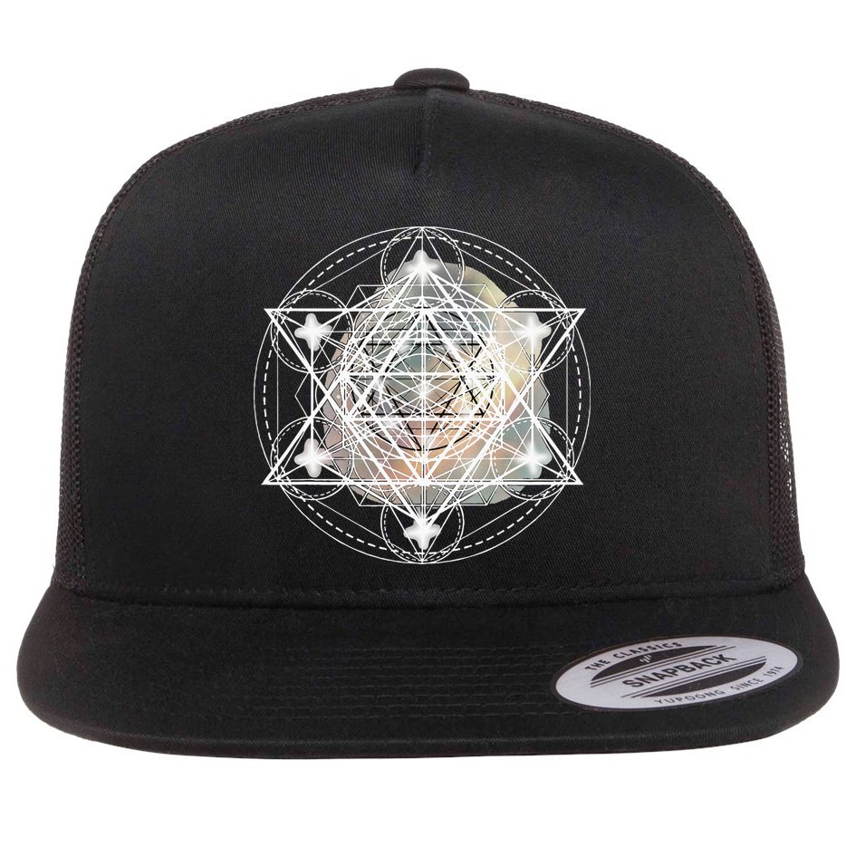 Metatron Cube Sacred Geometry Spiritual Yoga Flat Bill Trucker Hat
