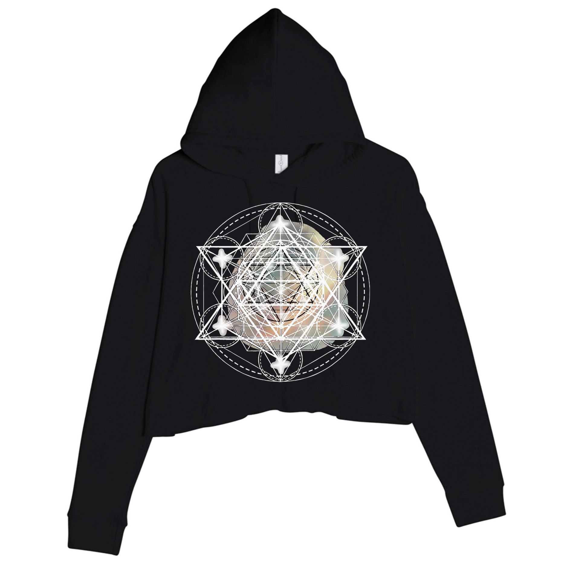 Metatron Cube Sacred Geometry Spiritual Yoga Crop Fleece Hoodie