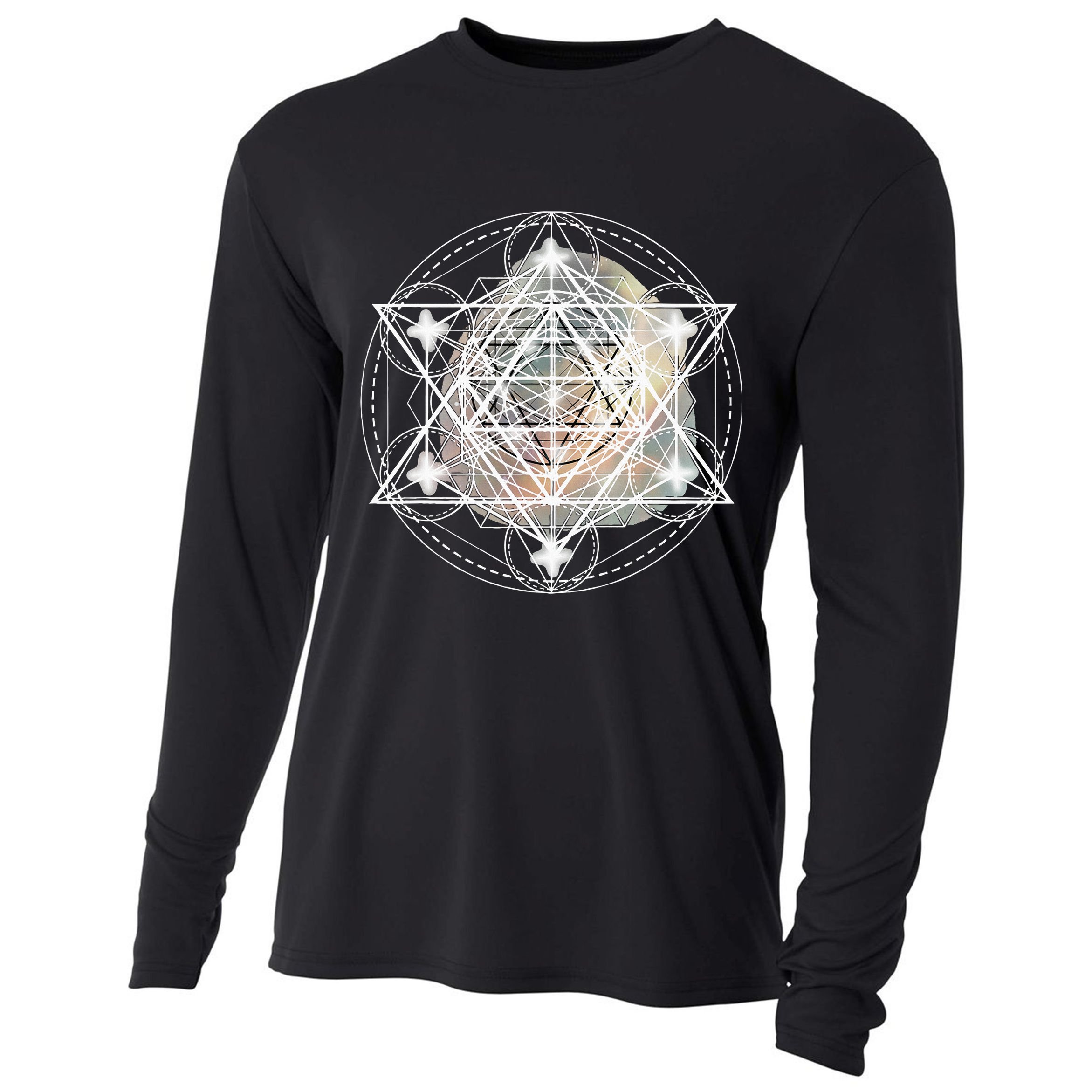 Metatron Cube Sacred Geometry Spiritual Yoga Cooling Performance Long Sleeve Crew