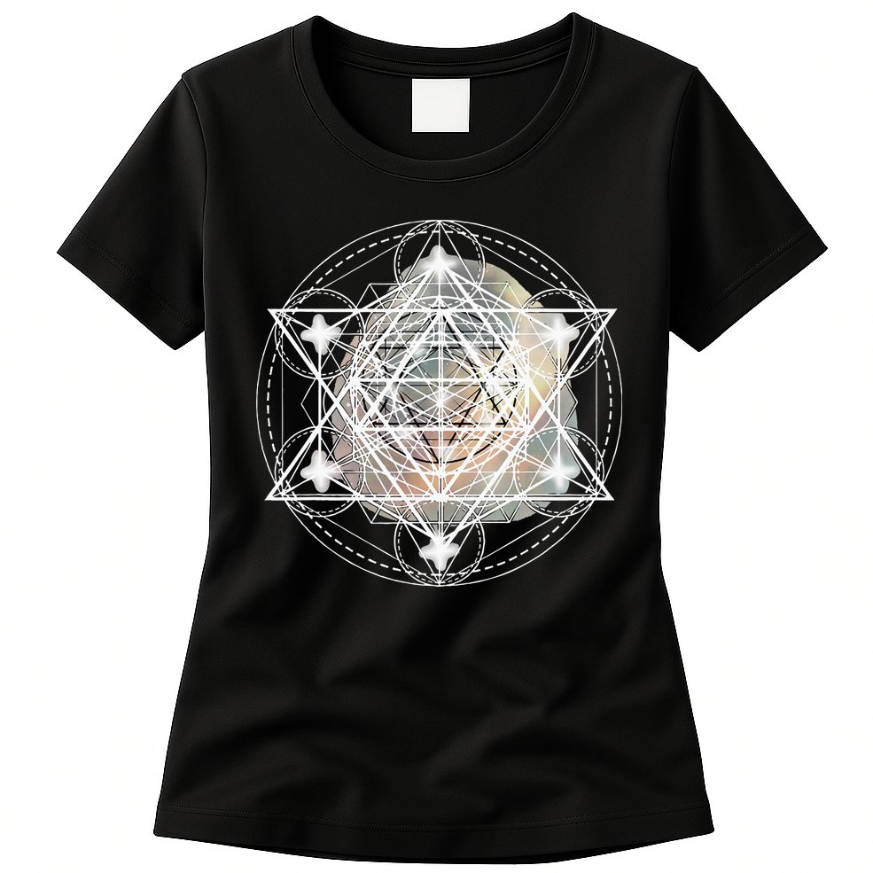 Metatron Cube Sacred Geometry Spiritual Yoga Womens T-Shirt