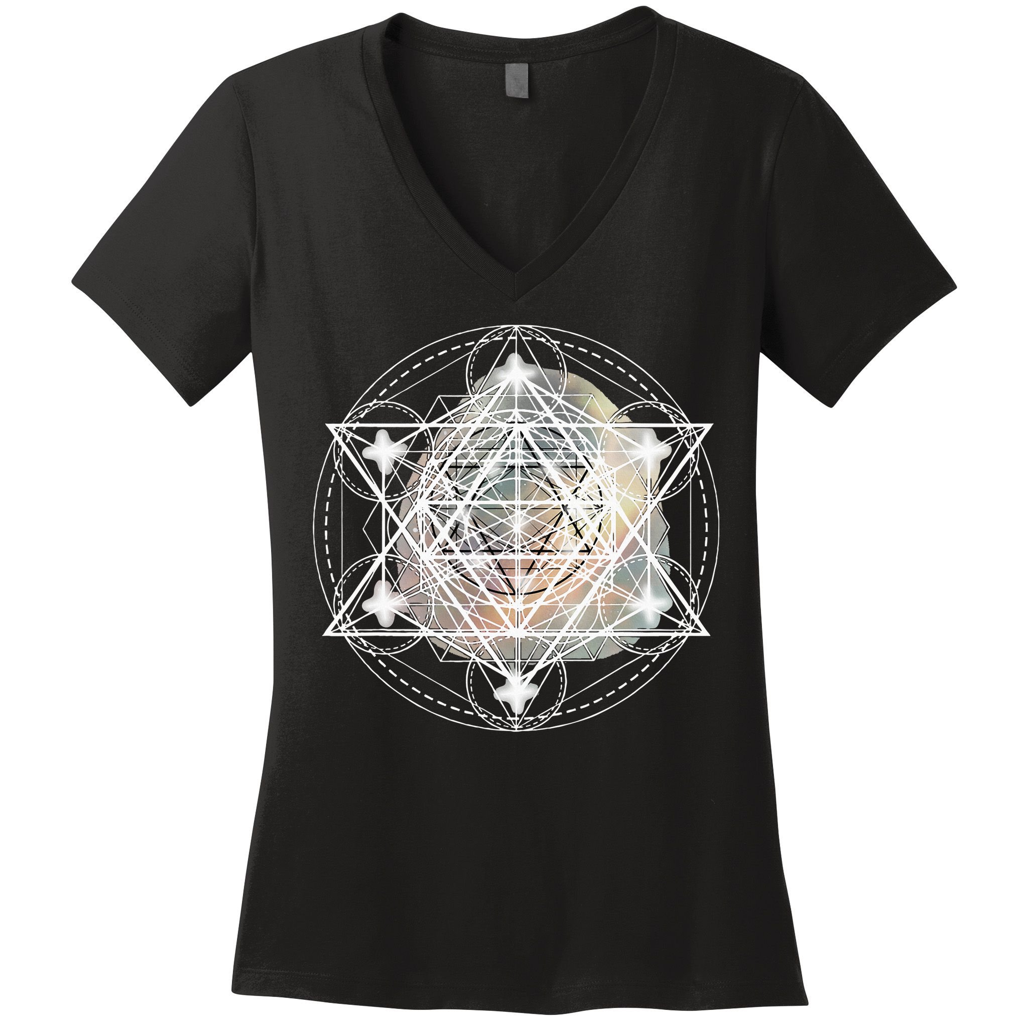 Metatron Cube Sacred Geometry Spiritual Yoga Women's V-Neck T-Shirt