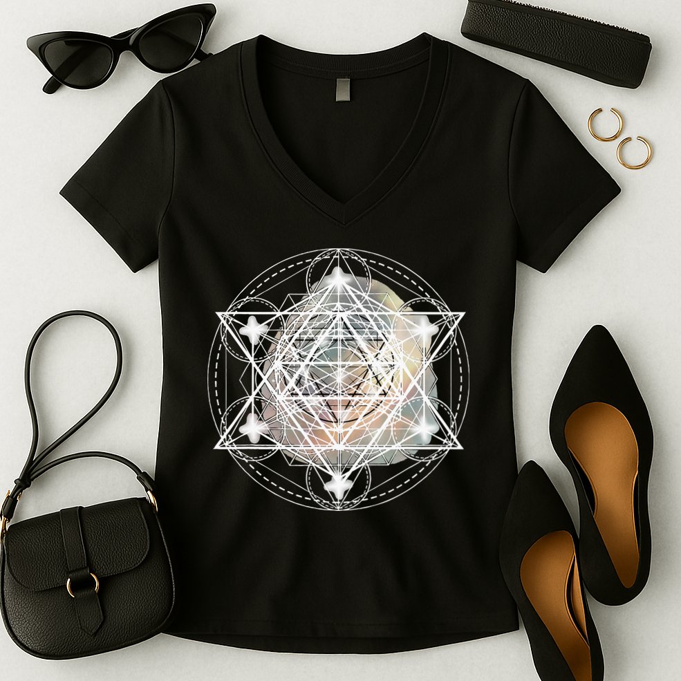 Metatron Cube Sacred Geometry Spiritual Yoga Women's V-Neck T-Shirt