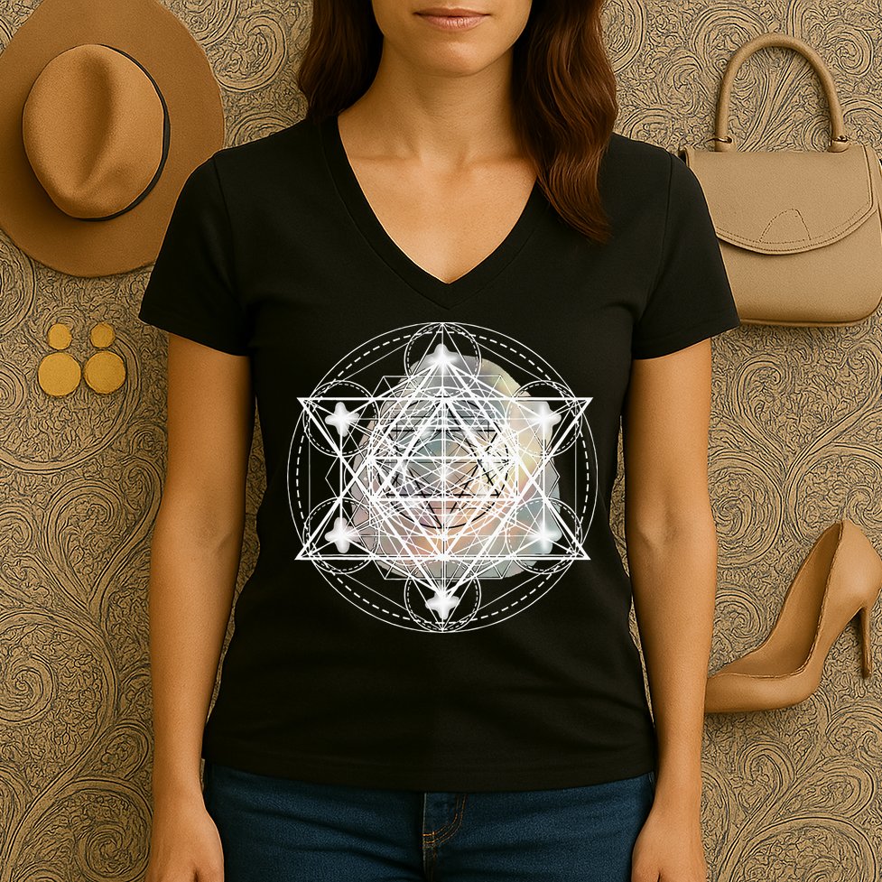 Metatron Cube Sacred Geometry Spiritual Yoga Women's V-Neck T-Shirt