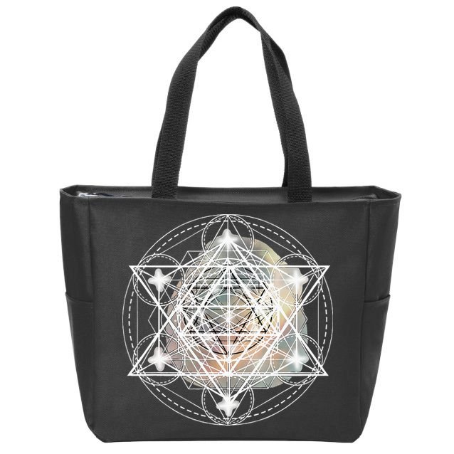 Metatron Cube Sacred Geometry Spiritual Yoga Zip Tote Bag