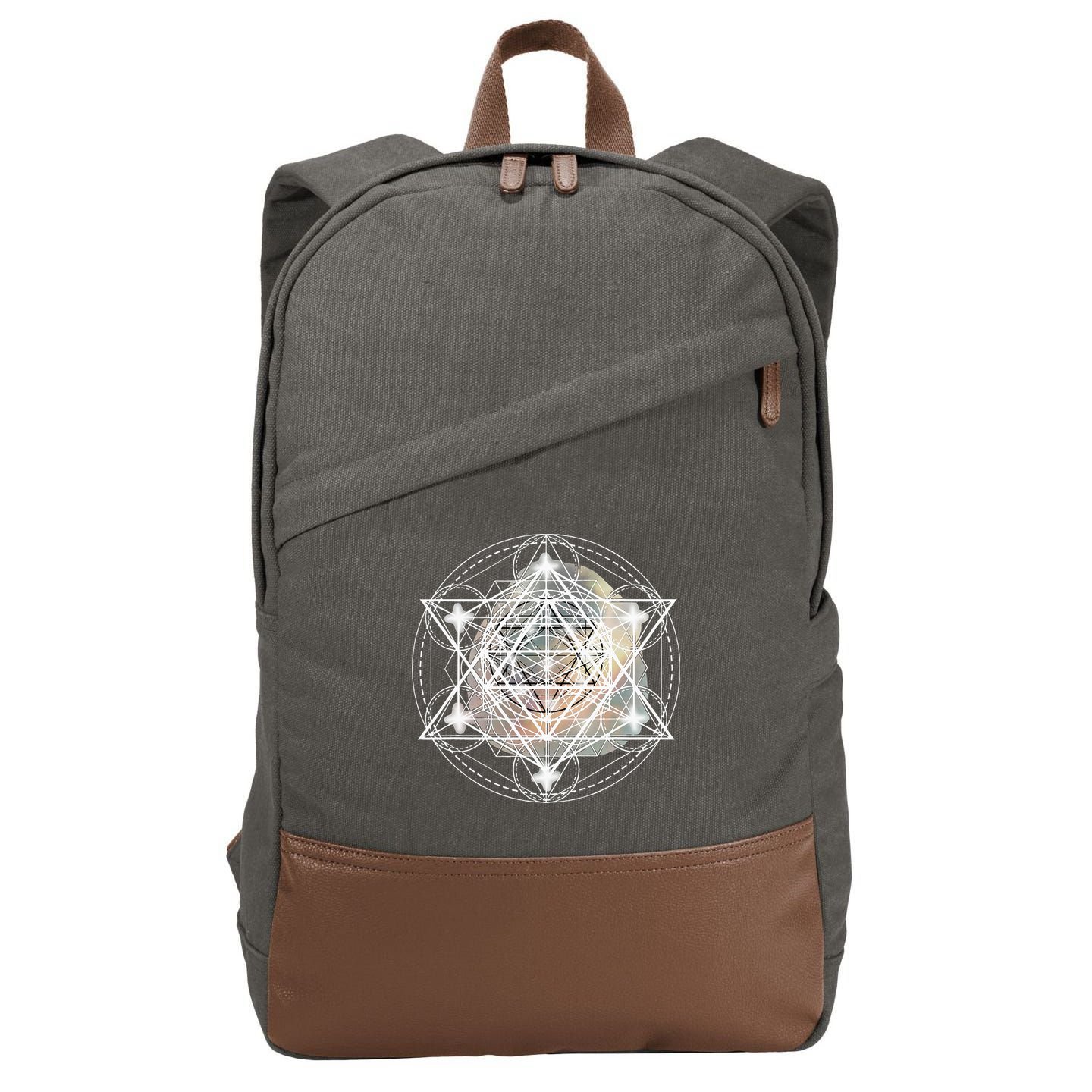 Metatron Cube Sacred Geometry Spiritual Yoga Cotton Canvas Backpack