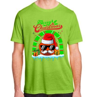 Merry Christmas Santa Ice Hockey Ball Mustache Sunglasses Funny Gift Adult ChromaSoft Performance T-Shirt