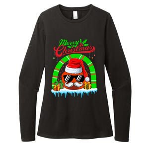 Merry Christmas Santa Ice Hockey Ball Mustache Sunglasses Funny Gift Womens CVC Long Sleeve Shirt