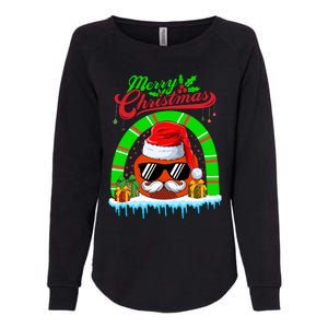 Merry Christmas Santa Ice Hockey Ball Mustache Sunglasses Funny Gift Womens California Wash Sweatshirt