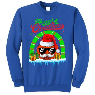 Merry Christmas Santa Ice Hockey Ball Mustache Sunglasses Funny Gift Sweatshirt