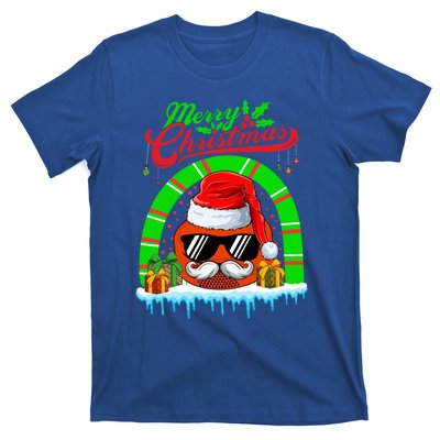 Merry Christmas Santa Ice Hockey Ball Mustache Sunglasses Funny Gift T-Shirt