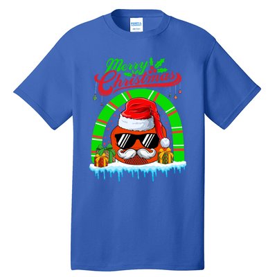 Merry Christmas Santa Ice Hockey Ball Mustache Sunglasses Funny Gift Tall T-Shirt