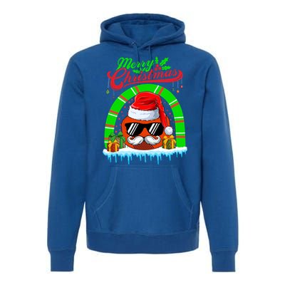 Merry Christmas Santa Ice Hockey Ball Mustache Sunglasses Funny Gift Premium Hoodie