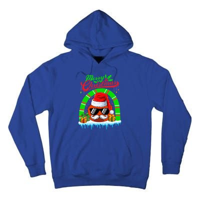 Merry Christmas Santa Ice Hockey Ball Mustache Sunglasses Funny Gift Tall Hoodie