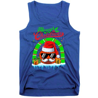 Merry Christmas Santa Ice Hockey Ball Mustache Sunglasses Funny Gift Tank Top