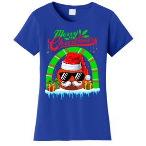 Merry Christmas Santa Ice Hockey Ball Mustache Sunglasses Funny Gift Women's T-Shirt