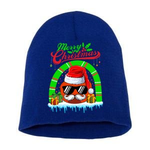 Merry Christmas Santa Ice Hockey Ball Mustache Sunglasses Funny Gift Short Acrylic Beanie