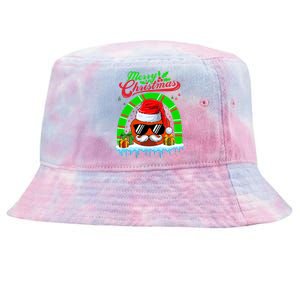 Merry Christmas Santa Ice Hockey Ball Mustache Sunglasses Funny Gift Tie-Dyed Bucket Hat