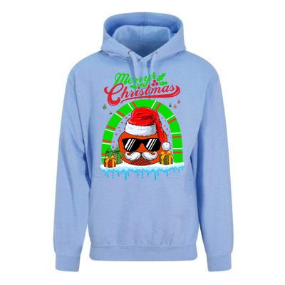 Merry Christmas Santa Ice Hockey Ball Mustache Sunglasses Funny Gift Unisex Surf Hoodie