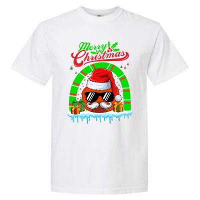 Merry Christmas Santa Ice Hockey Ball Mustache Sunglasses Funny Gift Garment-Dyed Heavyweight T-Shirt