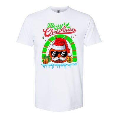 Merry Christmas Santa Ice Hockey Ball Mustache Sunglasses Funny Gift Softstyle CVC T-Shirt