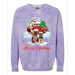 Merry Christmas Santa Yorkshire Terrier Dog Christmas Gift Colorblast Crewneck Sweatshirt