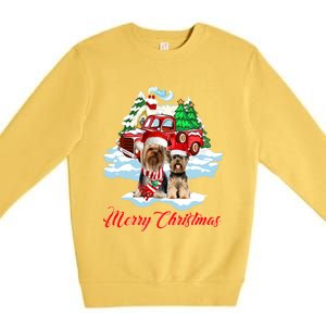 Merry Christmas Santa Yorkshire Terrier Dog Christmas Gift Premium Crewneck Sweatshirt