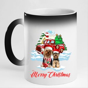 Merry Christmas Santa Yorkshire Terrier Dog Christmas Gift 11oz Black Color Changing Mug