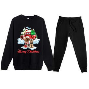 Merry Christmas Santa Yorkshire Terrier Dog Christmas Gift Premium Crewneck Sweatsuit Set