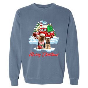 Merry Christmas Santa Yorkshire Terrier Dog Christmas Gift Garment-Dyed Sweatshirt