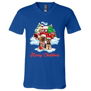 Merry Christmas Santa Yorkshire Terrier Dog Christmas Gift V-Neck T-Shirt