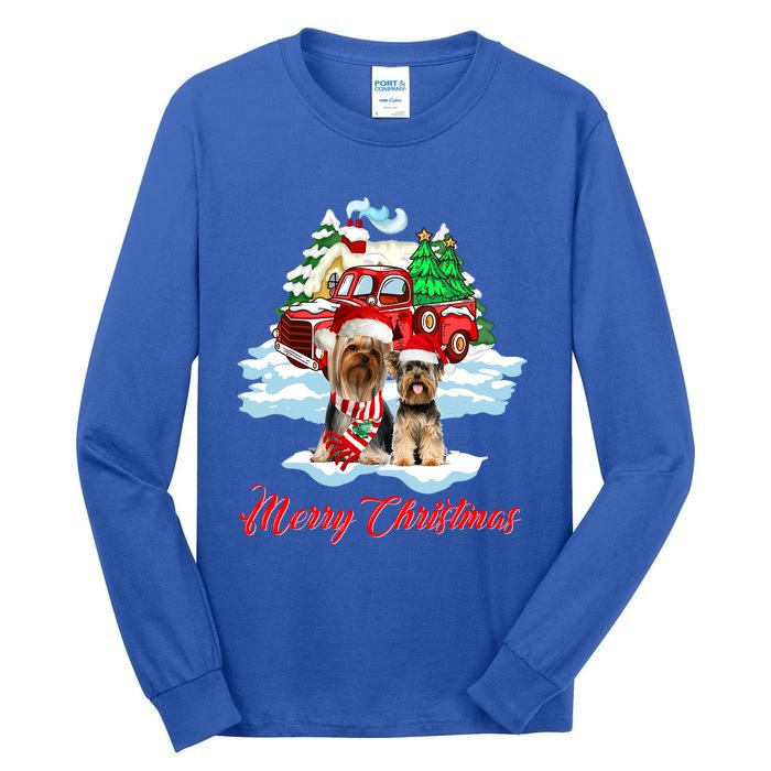 Merry Christmas Santa Yorkshire Terrier Dog Christmas Gift Tall Long Sleeve T-Shirt