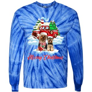 Merry Christmas Santa Yorkshire Terrier Dog Christmas Gift Tie-Dye Long Sleeve Shirt