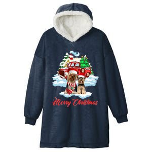 Merry Christmas Santa Yorkshire Terrier Dog Christmas Gift Hooded Wearable Blanket