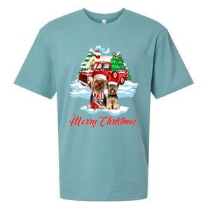 Merry Christmas Santa Yorkshire Terrier Dog Christmas Gift Sueded Cloud Jersey T-Shirt