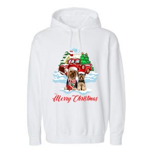 Merry Christmas Santa Yorkshire Terrier Dog Christmas Gift Garment-Dyed Fleece Hoodie