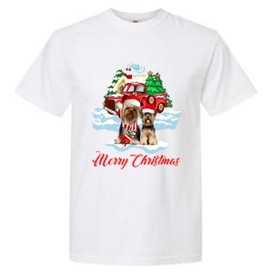 Merry Christmas Santa Yorkshire Terrier Dog Christmas Gift Garment-Dyed Heavyweight T-Shirt