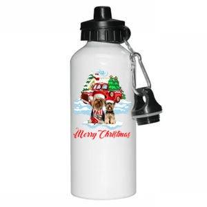 Merry Christmas Santa Yorkshire Terrier Dog Christmas Gift Aluminum Water Bottle