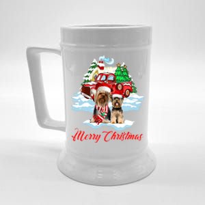 Merry Christmas Santa Yorkshire Terrier Dog Christmas Gift Beer Stein