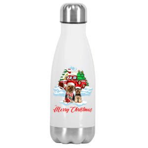 Merry Christmas Santa Yorkshire Terrier Dog Christmas Gift Stainless Steel Insulated Water Bottle