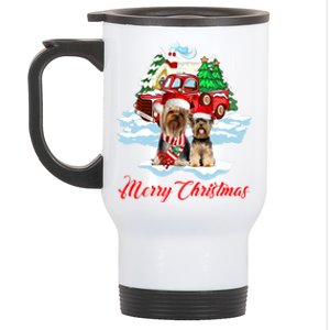 Merry Christmas Santa Yorkshire Terrier Dog Christmas Gift Stainless Steel Travel Mug