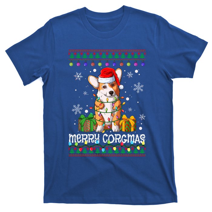 Merry Corgmas Santa Corgi Xmas Lights Ugly Christmas Sweater Gift T-Shirt