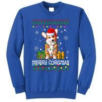 Merry Corgmas Santa Corgi Xmas Lights Ugly Christmas Sweater Gift Tall Sweatshirt