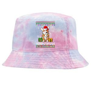 Merry Corgmas Santa Corgi Xmas Lights Ugly Christmas Sweater Gift Tie-Dyed Bucket Hat