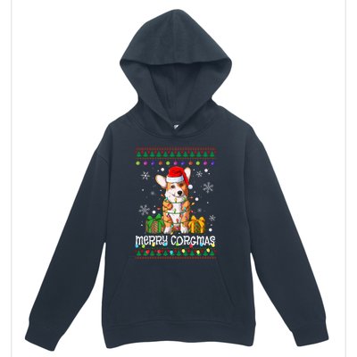 Merry Corgmas Santa Corgi Xmas Lights Ugly Christmas Sweater Gift Urban Pullover Hoodie